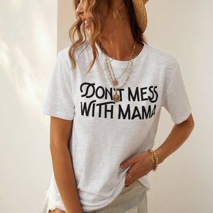 Women's Don't Mess With Mama T-shirt in Soft White-2XL